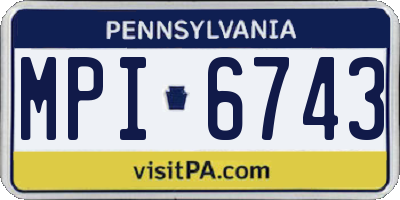 PA license plate MPI6743