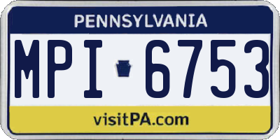 PA license plate MPI6753