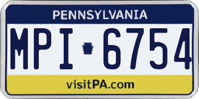 PA license plate MPI6754