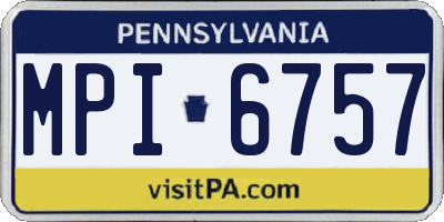 PA license plate MPI6757