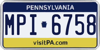 PA license plate MPI6758