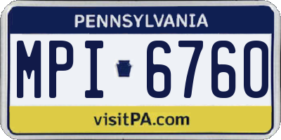 PA license plate MPI6760