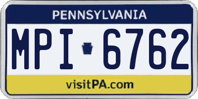 PA license plate MPI6762