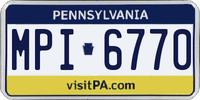 PA license plate MPI6770