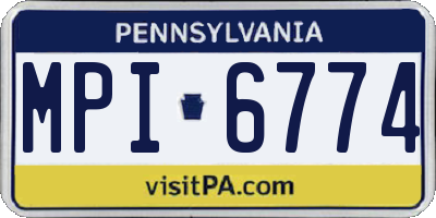 PA license plate MPI6774