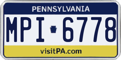 PA license plate MPI6778