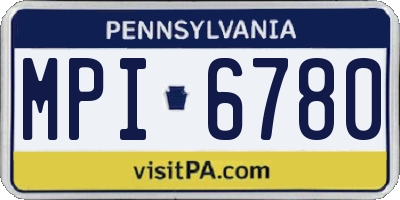 PA license plate MPI6780