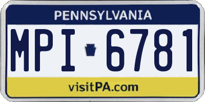 PA license plate MPI6781