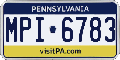 PA license plate MPI6783