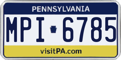 PA license plate MPI6785