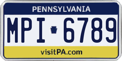PA license plate MPI6789