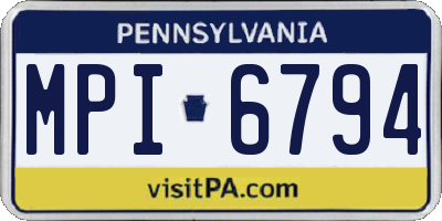 PA license plate MPI6794