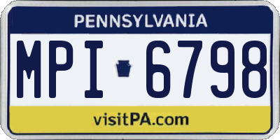 PA license plate MPI6798