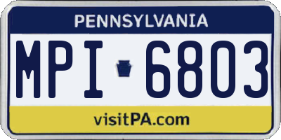 PA license plate MPI6803