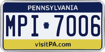 PA license plate MPI7006
