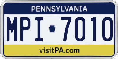 PA license plate MPI7010
