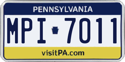 PA license plate MPI7011