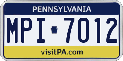 PA license plate MPI7012