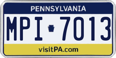 PA license plate MPI7013