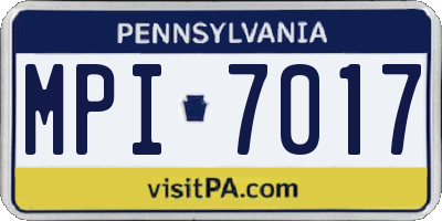 PA license plate MPI7017