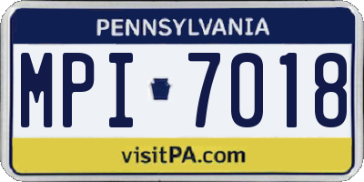 PA license plate MPI7018