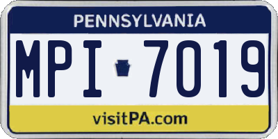 PA license plate MPI7019