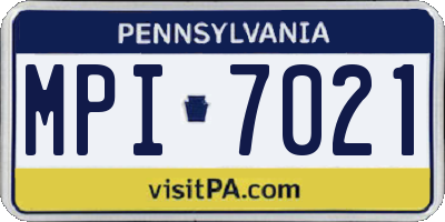 PA license plate MPI7021