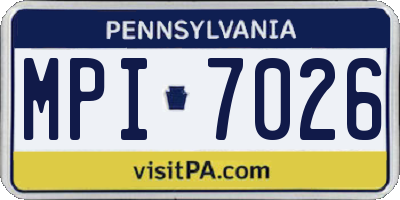 PA license plate MPI7026