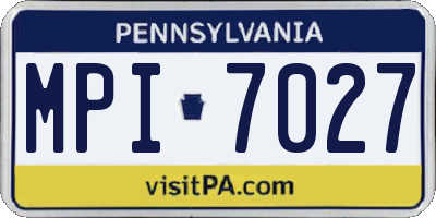 PA license plate MPI7027