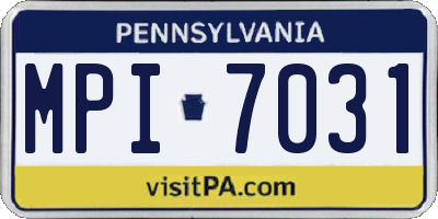 PA license plate MPI7031