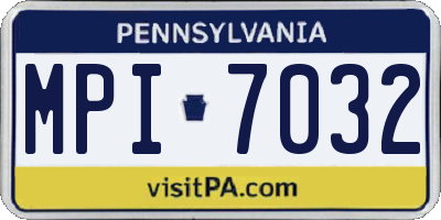 PA license plate MPI7032