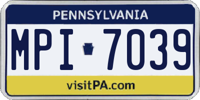 PA license plate MPI7039