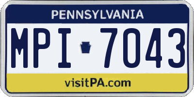 PA license plate MPI7043