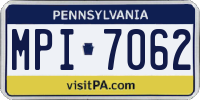 PA license plate MPI7062
