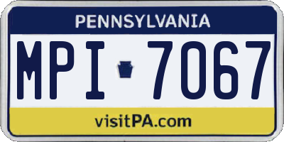 PA license plate MPI7067