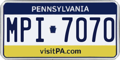 PA license plate MPI7070