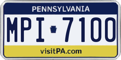 PA license plate MPI7100