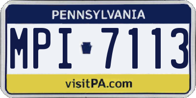 PA license plate MPI7113