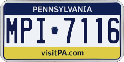 PA license plate MPI7116