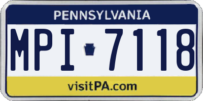 PA license plate MPI7118