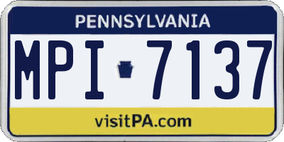 PA license plate MPI7137