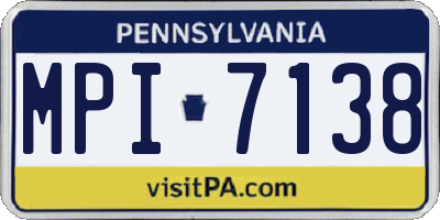 PA license plate MPI7138