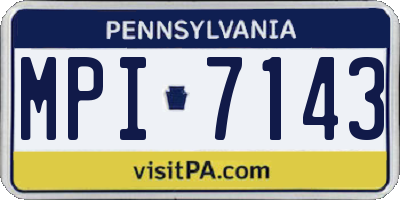 PA license plate MPI7143