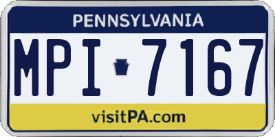 PA license plate MPI7167