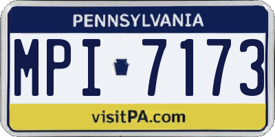 PA license plate MPI7173