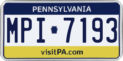 PA license plate MPI7193