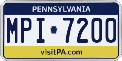 PA license plate MPI7200