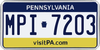 PA license plate MPI7203