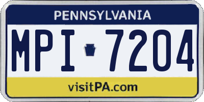 PA license plate MPI7204