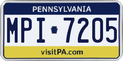 PA license plate MPI7205